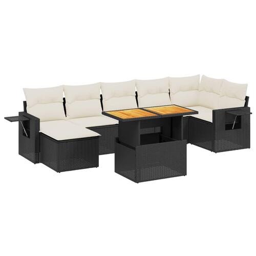 Sofasæt til haven 8 dele med hynder polyrattan sort