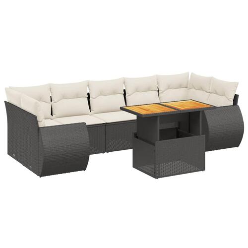 Sofasæt til haven 8 dele med hynder polyrattan sort
