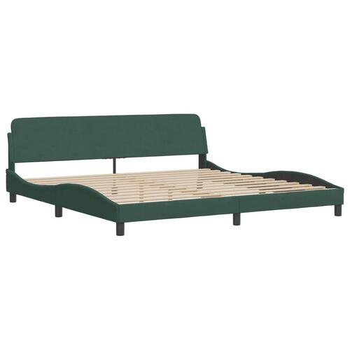 Sengeramme uden madras Mørkegrøn 200x200 cm Fløjl