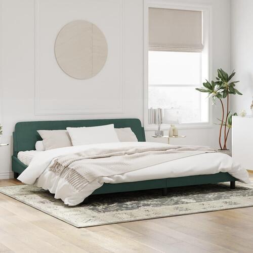 Sengeramme uden madras Mørkegrøn 200x200 cm Fløjl
