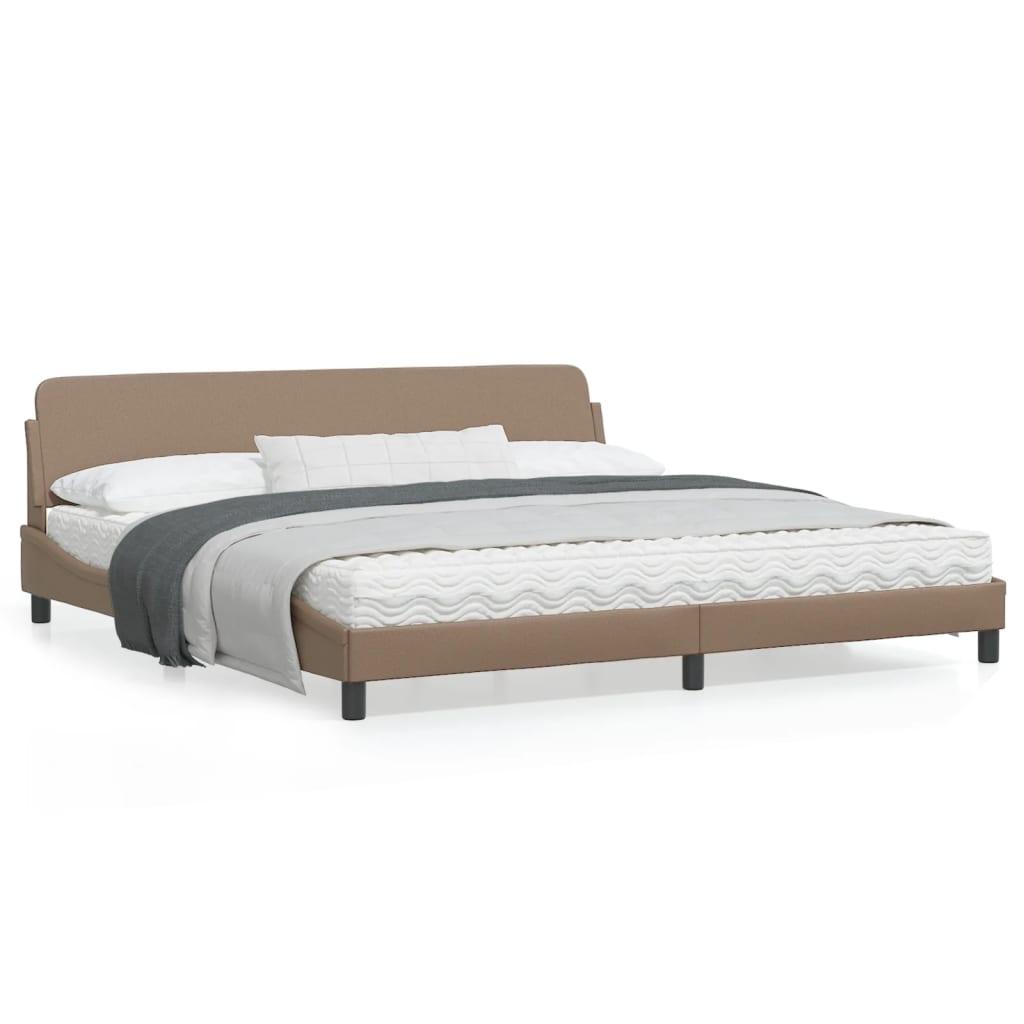Sengeramme Dover 200x200 cm kunstlæder cappuccinofarvet billede