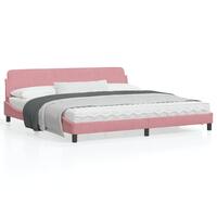 Sengeramme med sengegavl 200x200 cm fløjl pink