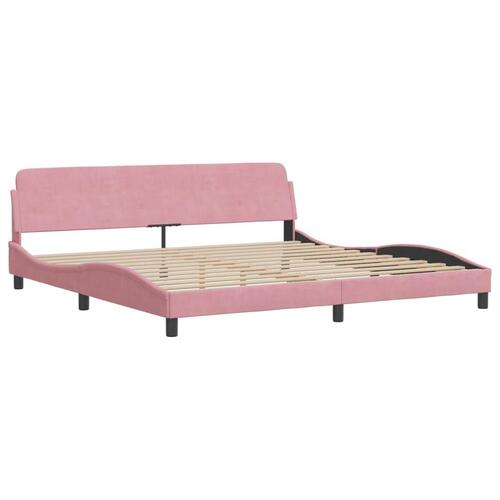 Sengeramme med sengegavl 200x200 cm fløjl pink
