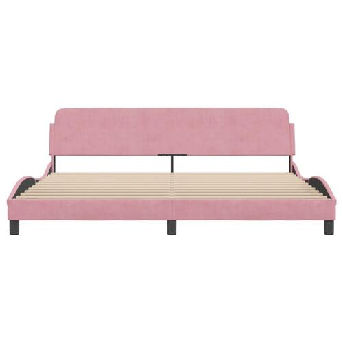 Sengeramme med sengegavl 200x200 cm fløjl pink