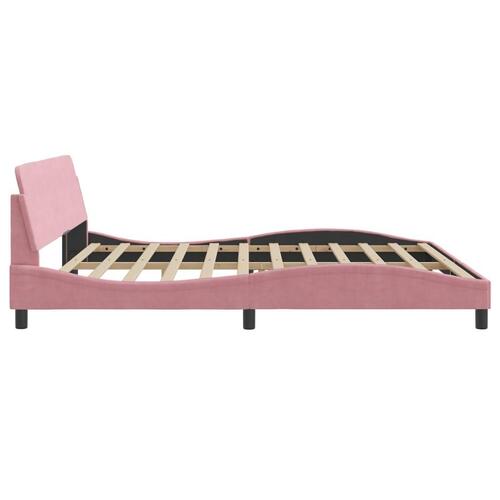 Sengeramme med sengegavl 200x200 cm fløjl pink