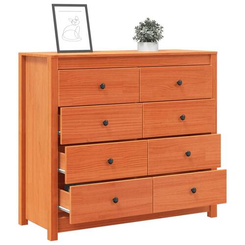 Kommode 100x40x90 cm massivt fyrretræ gyldenbrun
