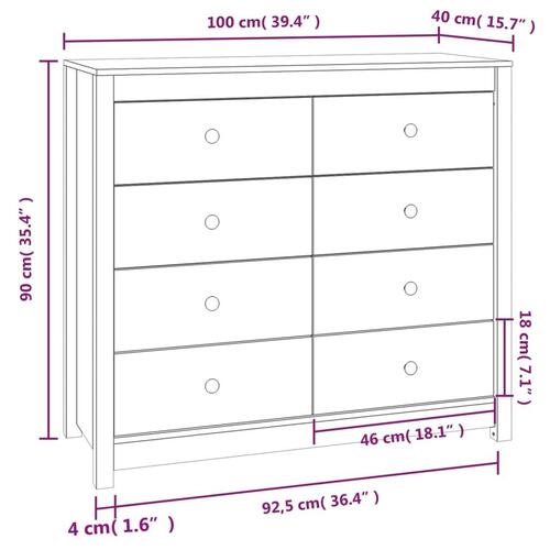 Kommode 100x40x90 cm massivt fyrretræ gyldenbrun