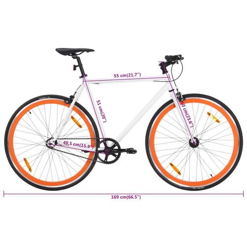 Cykel 1 gear 700c 51 cm hvid og orange