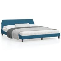 Sengeramme med sengegavl 180x200 cm velour blå