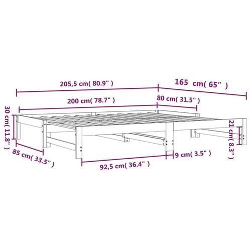 Daybed med udtræk 80x200 cm massivt fyrretræ gyldenbrun