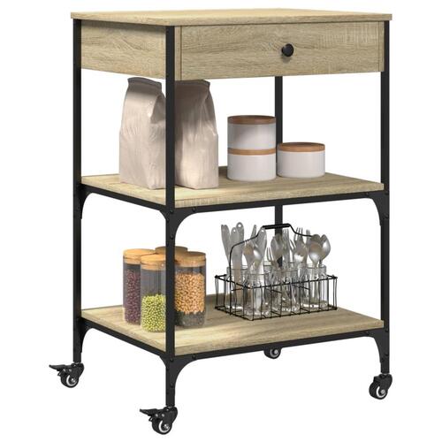 Køkkenvogn 60x48x89,5 cm konstrueret træ sonoma-eg