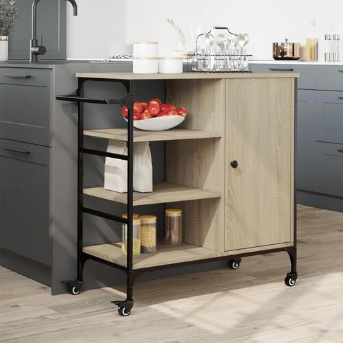 Køkkenvogn 87,5x38,5x84,5 cm konstrueret træ sonoma-eg