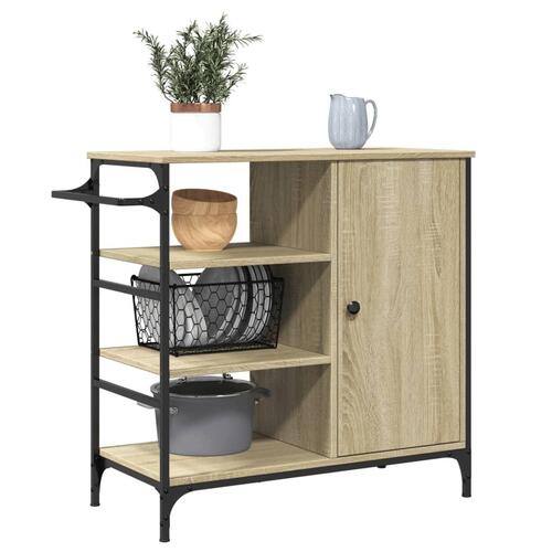 Køkkenvogn 87,5x38,5x84,5 cm konstrueret træ sonoma-eg
