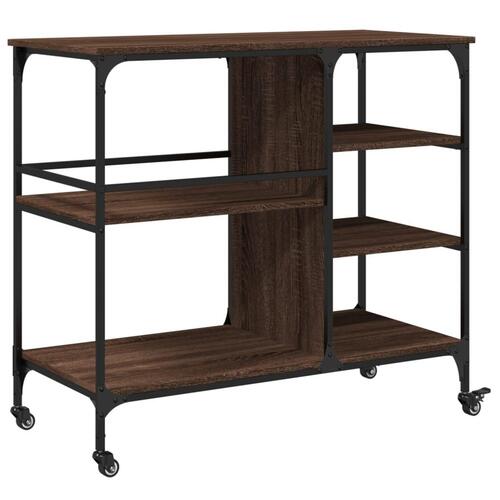 Køkkenvogn 100x45x89,5 cm konstrueret træ brun egetræsfarve
