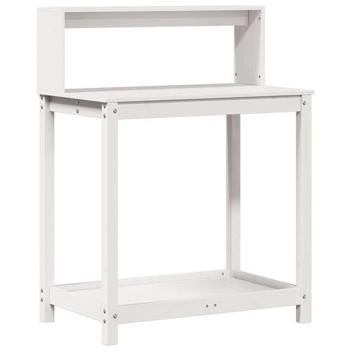 Plantebord med hylder 82,5x50x109,5 cm massivt fyrretræ hvid