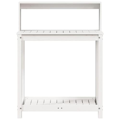 Plantebord med hylder 82,5x50x109,5 cm massivt fyrretræ hvid