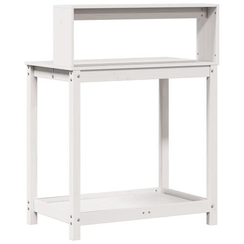 Plantebord med hylder 82,5x50x109,5 cm massivt fyrretræ hvid