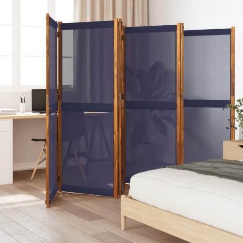 6-panels rumdeler 420 × 180 cm - mørkeblå foldeskærm
