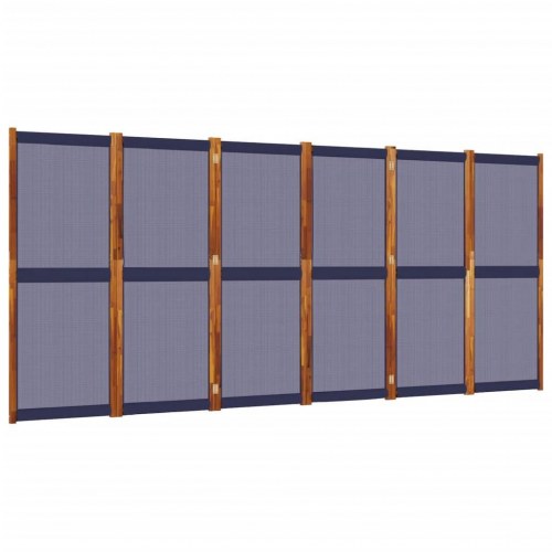 6-panels rumdeler 420 × 180 cm - mørkeblå foldeskærm