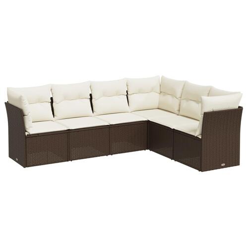 Sofasæt til haven 6 dele med hynder polyrattan brun