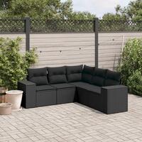 Sofasæt til haven 5 dele med hynder polyrattan sort