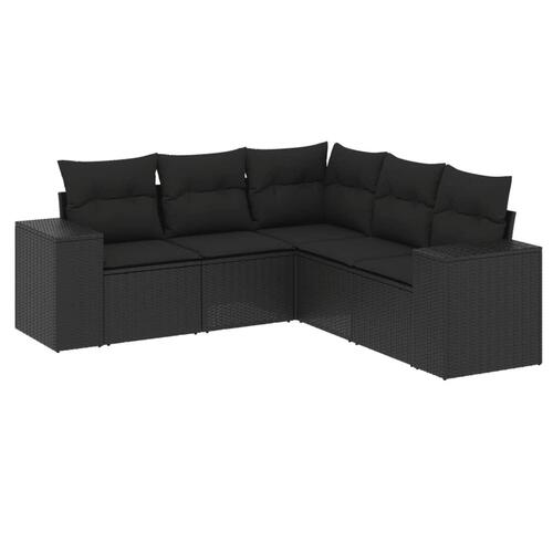 Sofasæt til haven 5 dele med hynder polyrattan sort