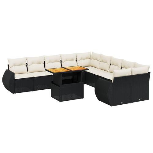 Sofasæt til haven 11 dele med hynder polyrattan sort