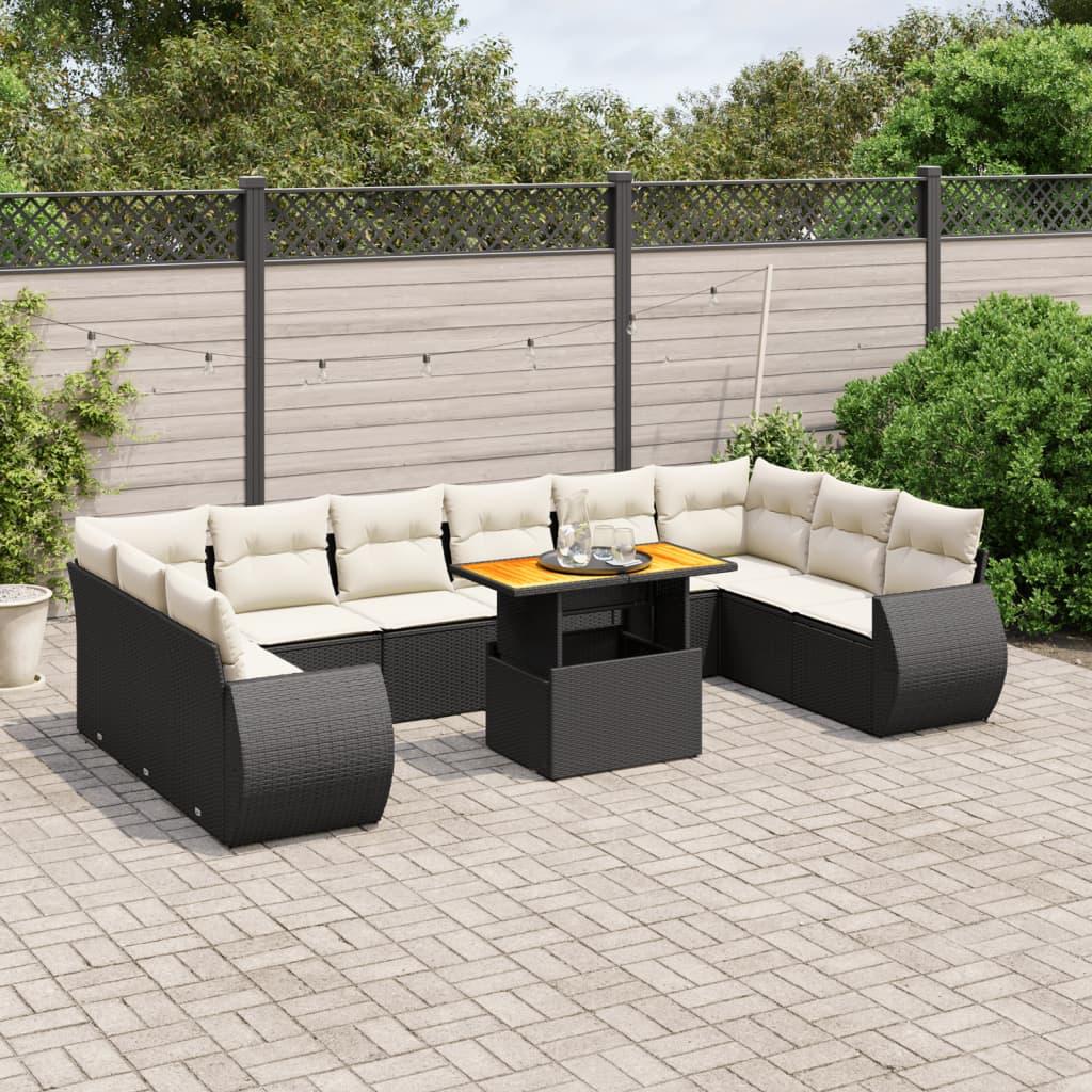Sofasæt til haven 11 dele med hynder polyrattan sort