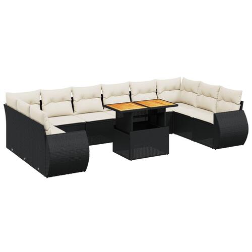 Sofasæt til haven 11 dele med hynder polyrattan sort