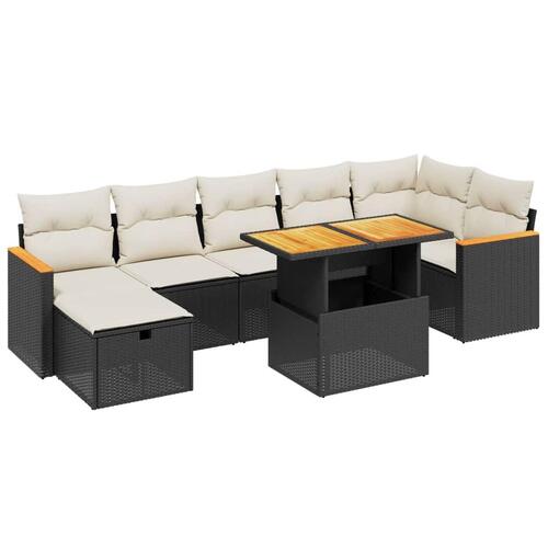 Sofasæt til haven 8 dele med hynder polyrattan sort