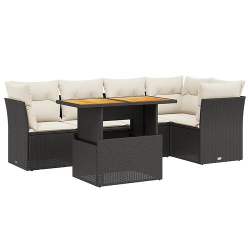 Sofasæt til haven 5 dele med hynder polyrattan sort
