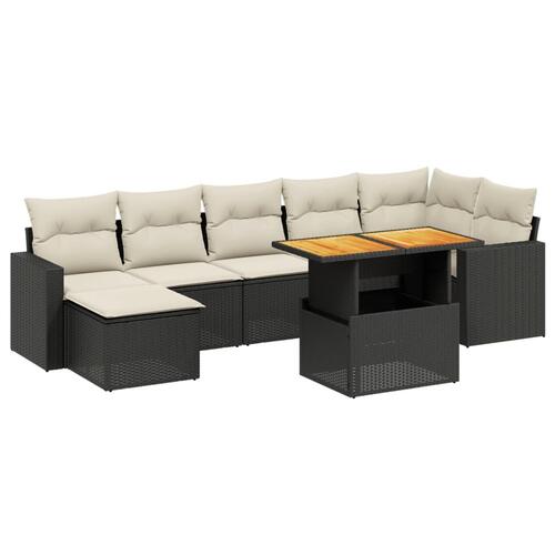 Sofasæt til haven 8 dele med hynder polyrattan sort