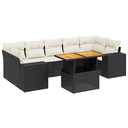 Sofasæt til haven 8 dele med hynder polyrattan sort