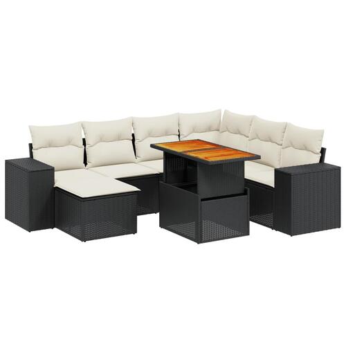 Sofasæt til haven 8 dele med hynder polyrattan sort