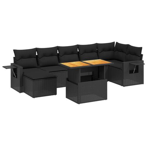 Sofasæt til haven 8 dele med hynder polyrattan sort