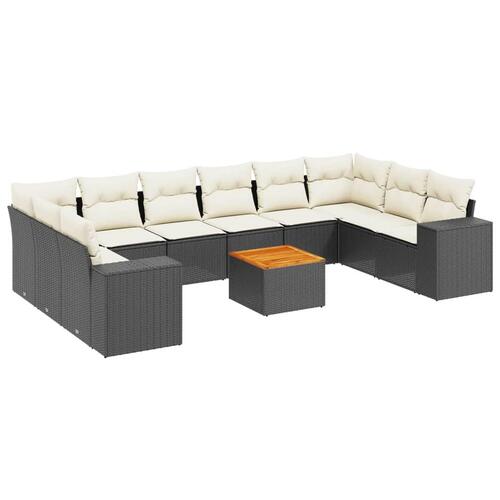Sofasæt til haven 11 dele med hynder polyrattan sort