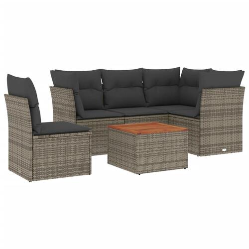Sofasæt til haven 6 dele med hynder polyrattan grå