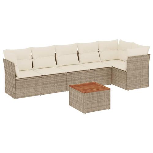 Sofasæt til haven 7 dele med hynder polyrattan beige
