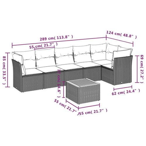 Sofasæt til haven 7 dele med hynder polyrattan beige