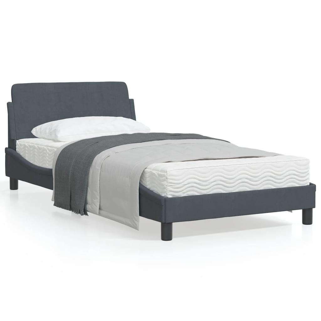 Sengeramme uden madras Mørkegrå 100x200 cm Fløjl