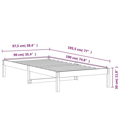 Daybed 90x190 cm massivt fyrretræ gyldenbrun