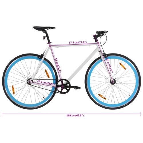 Cykel 1 gear 700c 55 cm hvid og blå