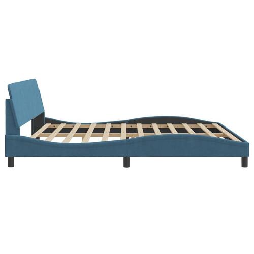 Sengeramme med sengegavl 200x200 cm velour blå