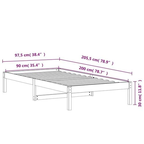 Daybed 90x200 cm massivt fyrretræ gyldenbrun