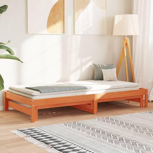 Daybed med udtræk 90x200 cm massivt fyrretræ gyldenbrun