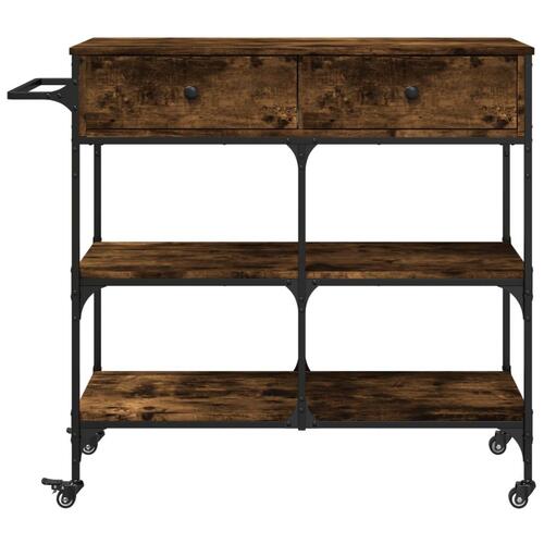 Køkkenvogn 105x42x95 cm konstrueret træ røget egetræsfarve