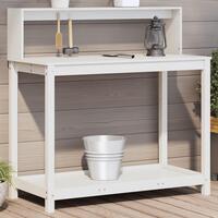 Plantebord med hylder 108x50x109,5 cm massivt fyrretræ hvid