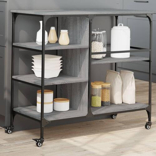 Køkkenvogn 100x45x89,5 cm konstrueret træ grå sonoma-eg