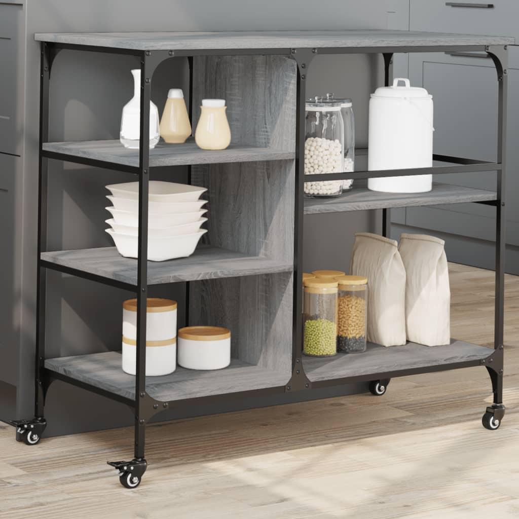 Køkkenvogn 100x45x89,5 cm konstrueret træ grå sonoma-eg