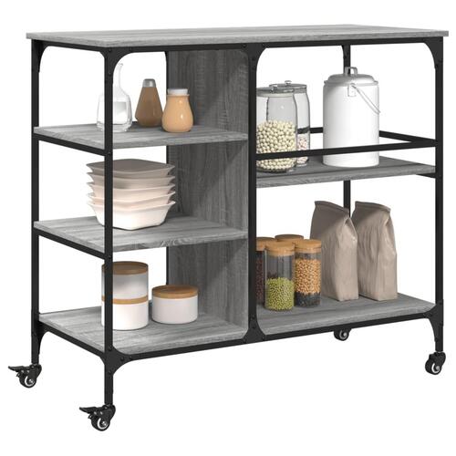 Køkkenvogn 100x45x89,5 cm konstrueret træ grå sonoma-eg